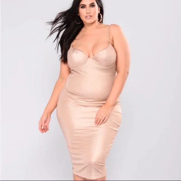 Fashion Nova | Dresses | Fashion Nova Gold Metallic Midi Dress | Poshmark